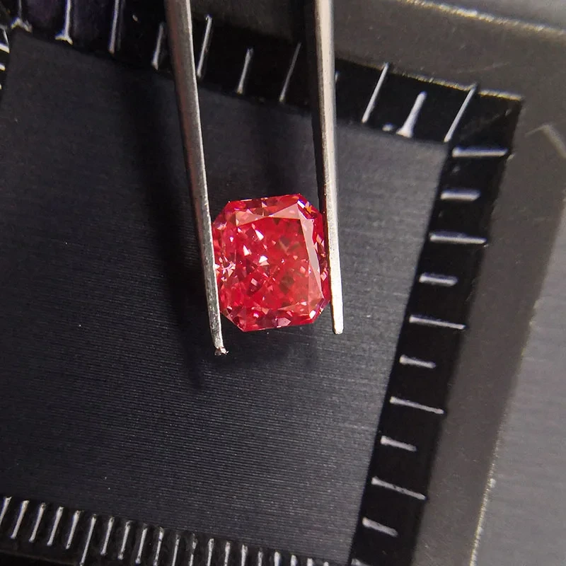 Loose Pink Diamond Radiant Cut 1.36ct Lab Grown Diamante Hpht Cvd 1