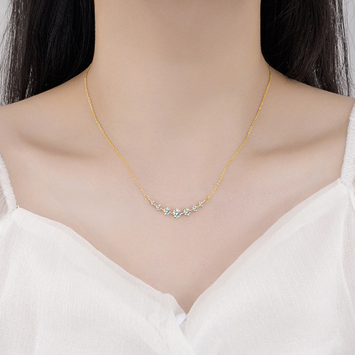 Hot Selling 14k Gold Plated Station Simulated Diamond Bty Necklace Cz Chain Layering Seven Star Pendant Necklaces 1