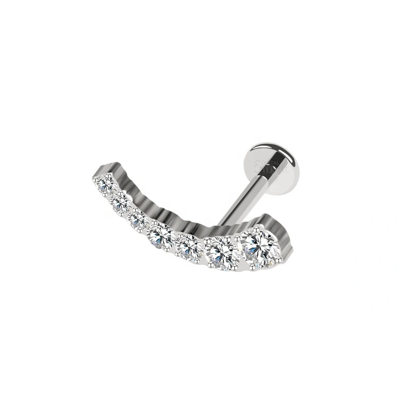 Eternal Metal Astm F136 Titanium Cnc Setting Cz Internally Threaded Labret Studs Piercing Jewelry 1