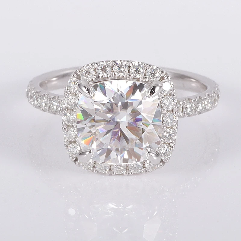 8,5x8,5 mm coussin coupé central Moissanite Diamond Halo Anneau blanc Vs Moisanite Anneaux de fiançailles pour hommes et femmes Provence 1