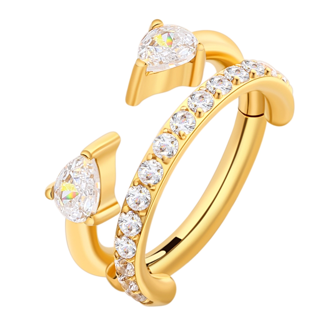 Eternal Metal Astm F136 Titanium G23 Body Jewelry Gold Plated Nose Earring Ring With Zircon Stones For Weddings Parties Gift 1