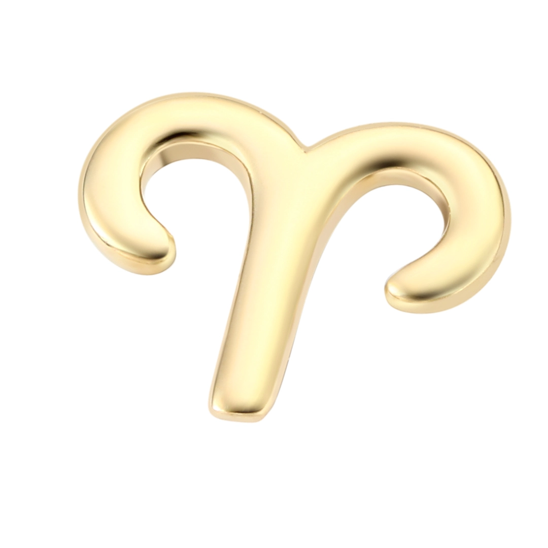 Eternal Metal 14k Solid Gold Zodiac Signs Aries Cartilage Tragus Nose Ring Jewelry Threadless Push In Ends Tops 1