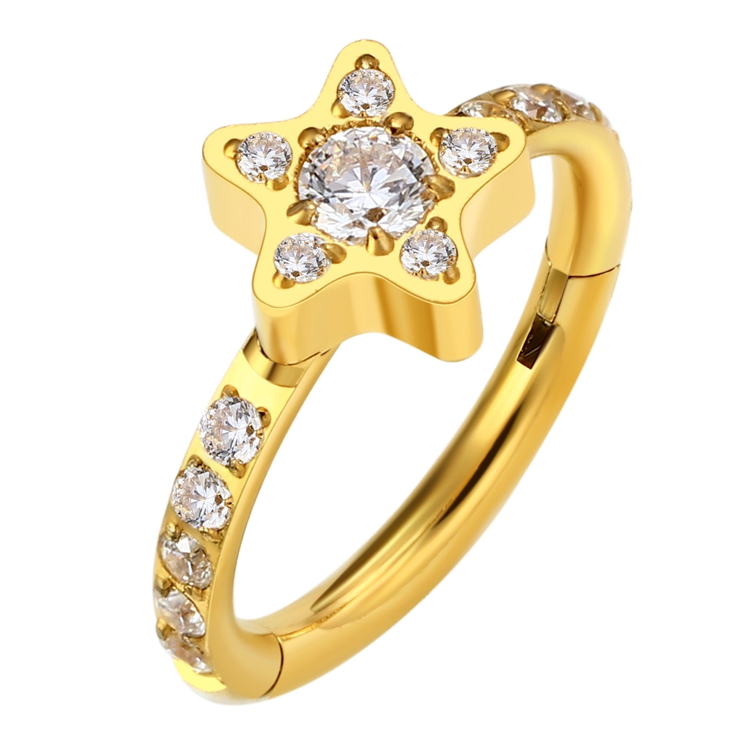 Eternal Metal Astm F136 Titanium Delicate Unique Hinged Segment Pvd Gold Clicker With Zircon Conch Helix Piercing Jewelry 1