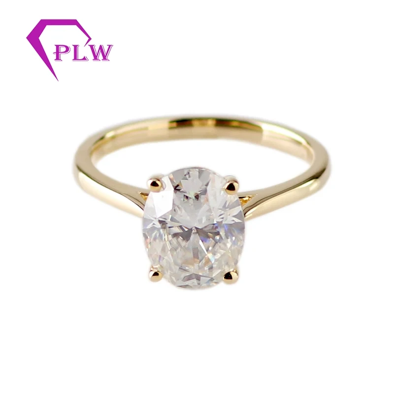 Conception classique simple 4 PRONG RÉGLAGE 8X10MM 3CARAT DEF DE DEF BLANC HONNE DE COUPE OVAL MISSANITE 14K 1