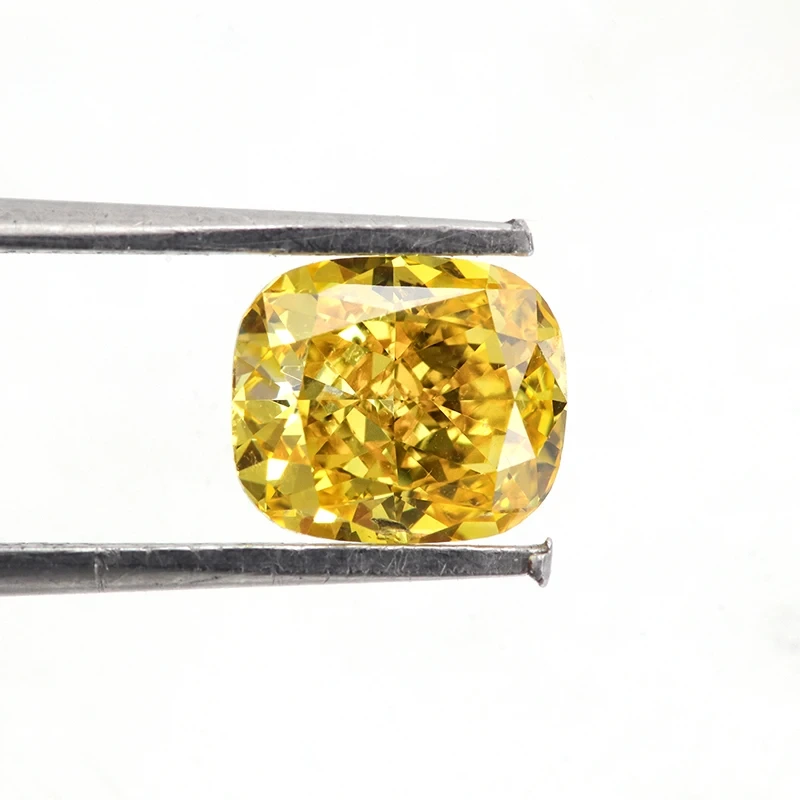 1.09ct Vivid Yellow Ready To Ship Elongated Cushion Cut Hpht Lab Grown Yellow Loose Diamond For 14k/18k Gold Rings Jewelry 1