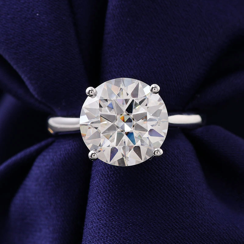 Bague en or blanc 18 carats avec moissanite ronde de 1 carat, couleur et pureté VVS, style classique 1