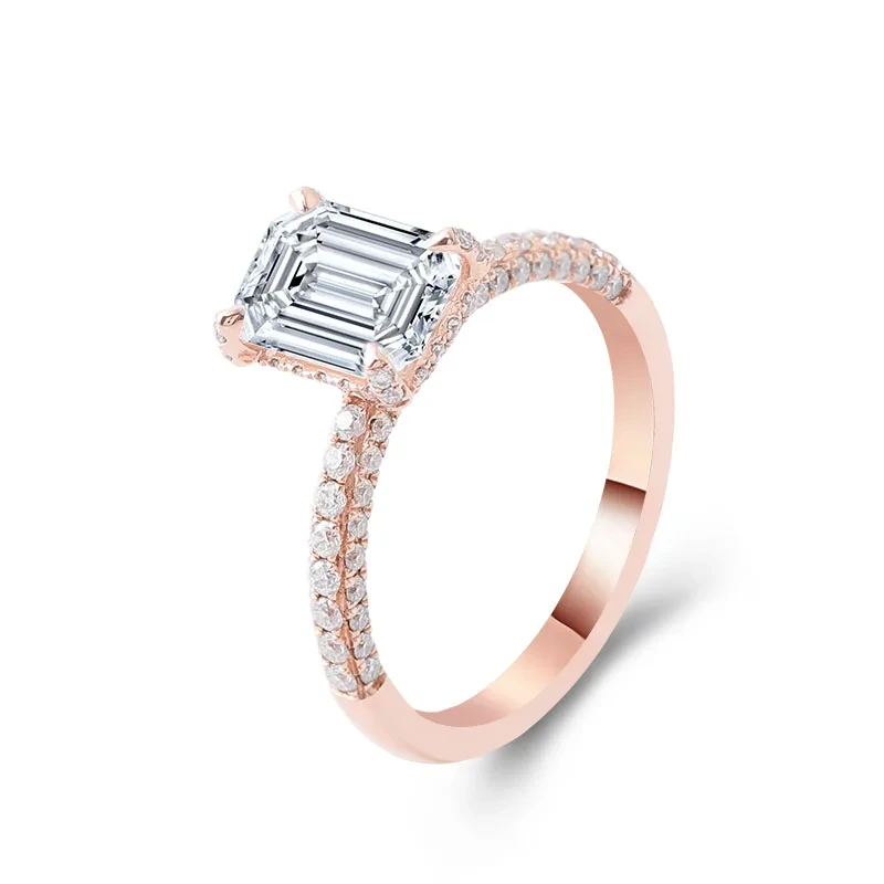 Provence Jewelry 10k Rose Gold Emerald Cut Moissanite 2 Carats (d) Colorless Diamond Engagement Ring Jewelry Gift 1