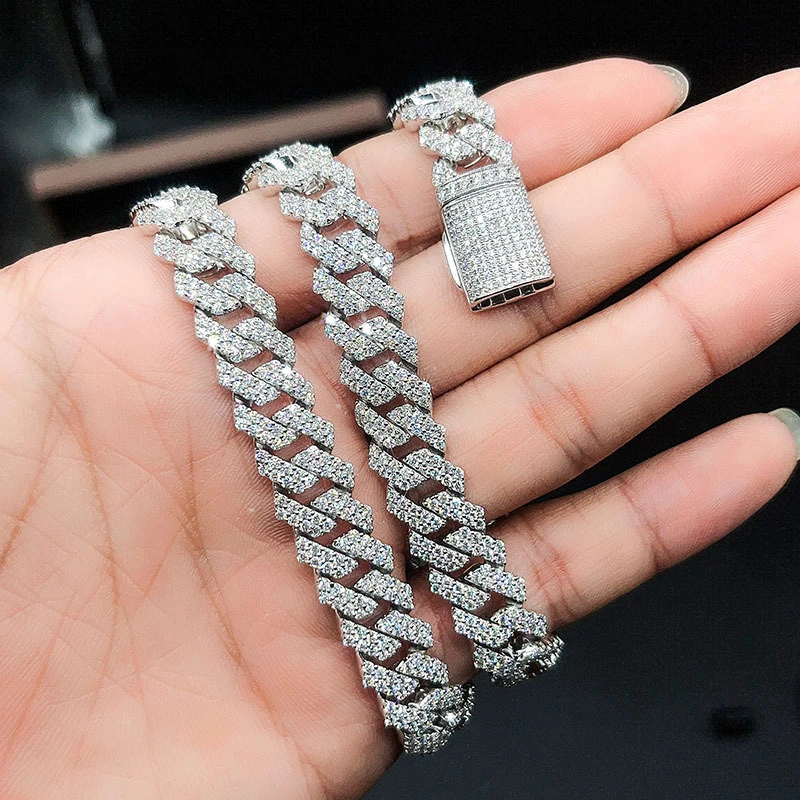 Fine Jewelry Necklace Mens Woman Sterling Silver Vvs1 Moissanite Diamond Cuban Link Chain Iced Out Custom Hip Hop Jewelry 1