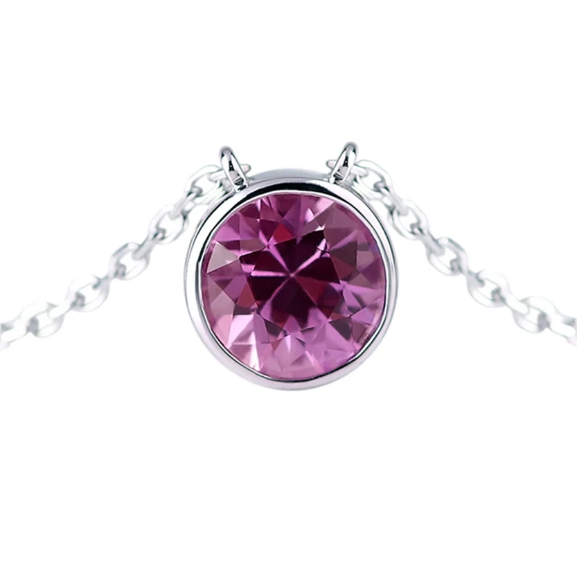 Coltre à rose rose rouge Ruby Stone 14K Collier pendentif en or blanc 1