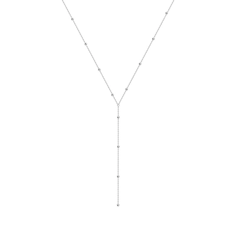 Manufacturer Wholesale Fashion Fashion Simple Stainless Steel Ball Tassel Necklace Temperament Beautiful Women's Necklace 1