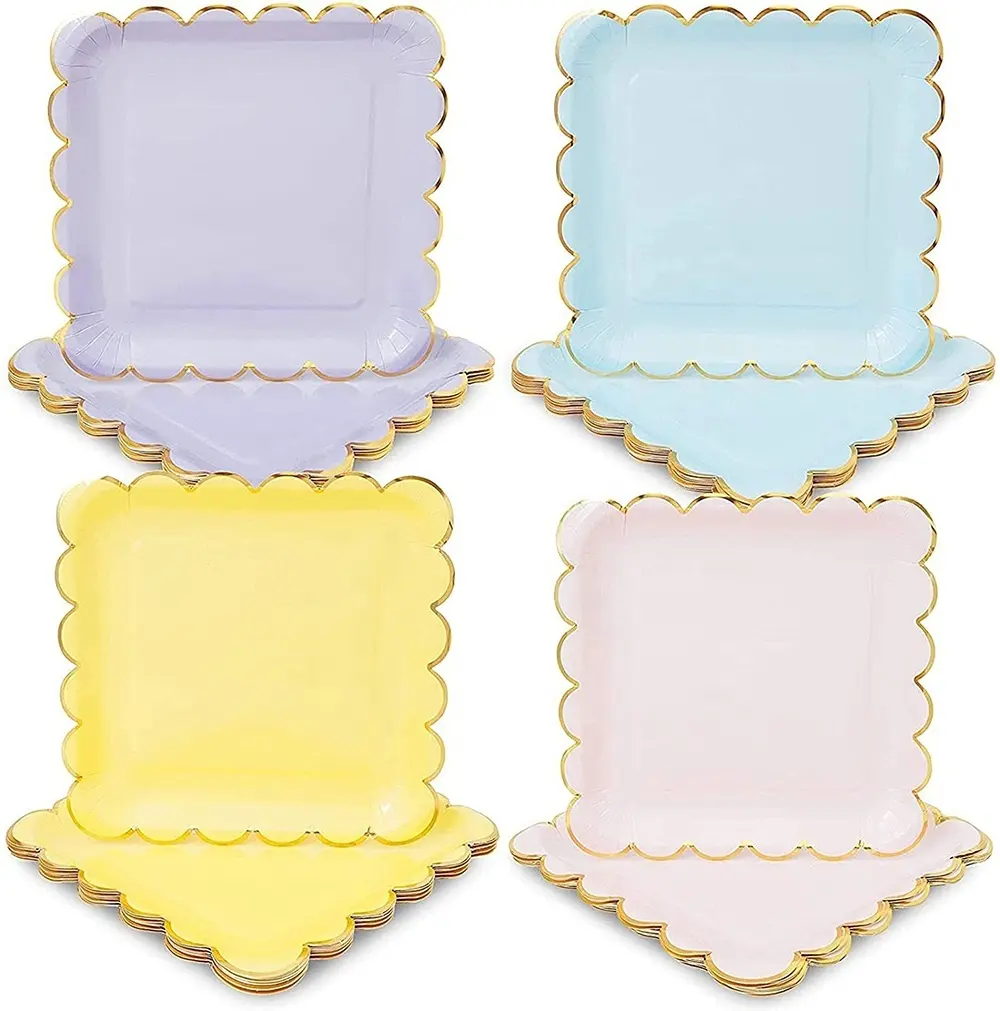 Party Paper Plates Square Green Leaf Printed Paper Plate by Xiangsheng 6