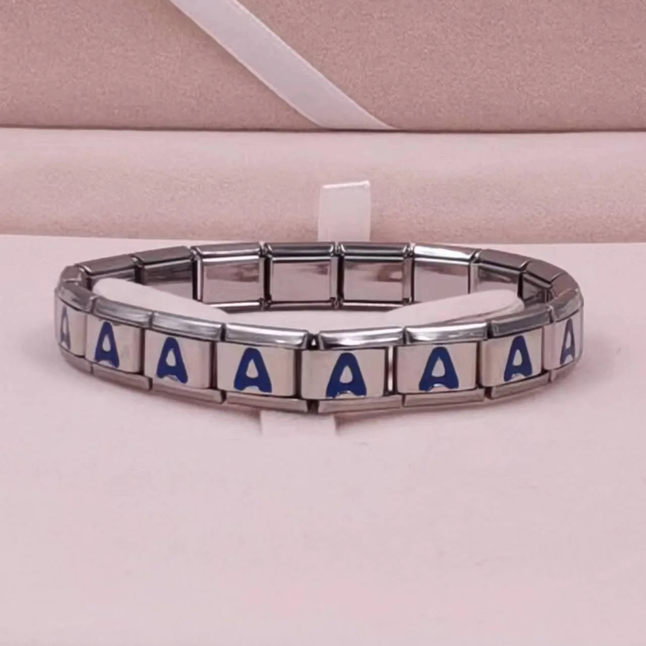 Stainless Steel Letter Bracelet Titanium Steel Italian Charms Bracelet Jewelry 1