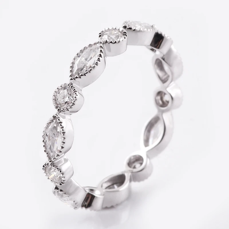 Provence Jewelry Soild 18k 14k 10k White Gold Rings Marquise Cut Moissanite Diamond Anniversary Ring Moissanite Jewelry Band 1