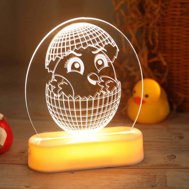 Warm White LED 3D Acrylic lamp GL-F1 With Oval Acrylic Base Led Lights For Home Decoration Easter Celebrate 1