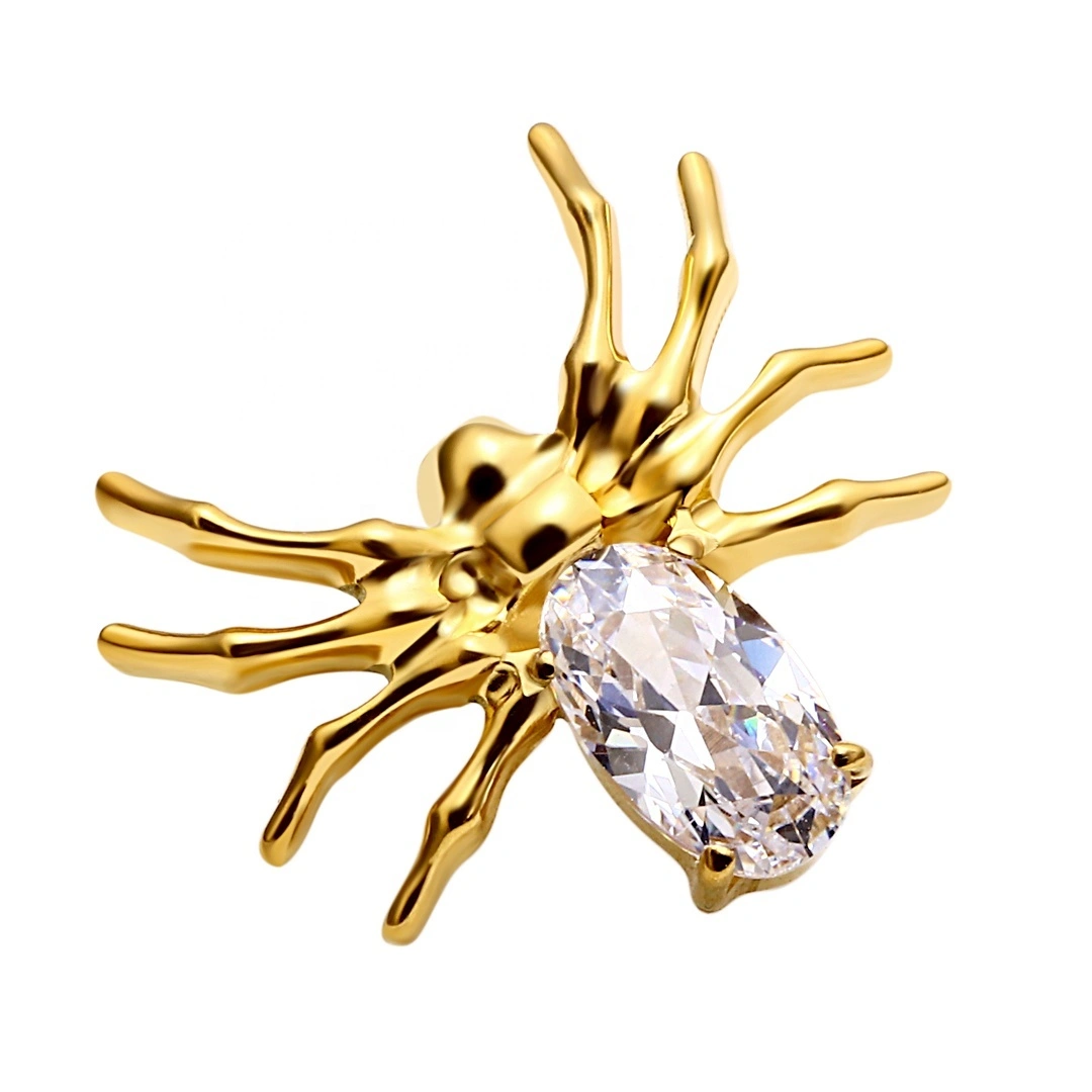 Eternal Metal Pvd Gold Plated Astm F136 Titanium Internally Threaded Tops With Spider Shaped 1