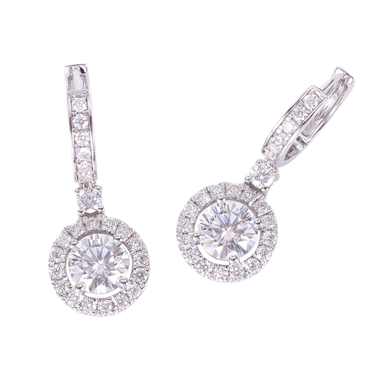 Provence bijoux principale pierre de 6 mm 14k en or blanc Moisanite Boucles d'oreilles Def Couleur Rond Brilliant Cut Cadeau 1
