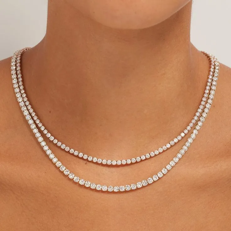 925 Sterling Silver Wholesale Price Tennis Chain 16inch To 24inch Def Round Moissanite Tennis Necklace For Men And Women Hip Hop 1