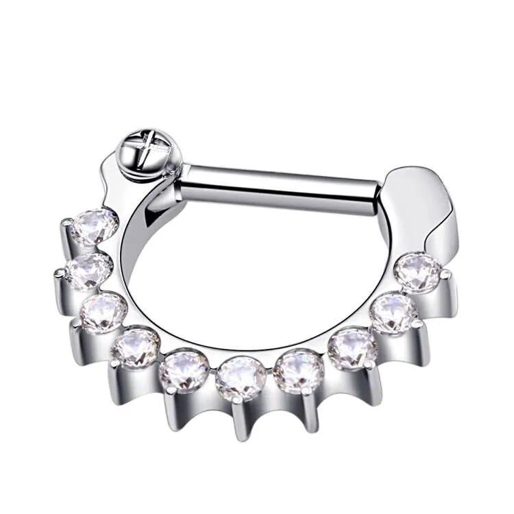 Eternal Metal Astm F136 Titanium Segment Clicker With 5a Clear Zircon 1