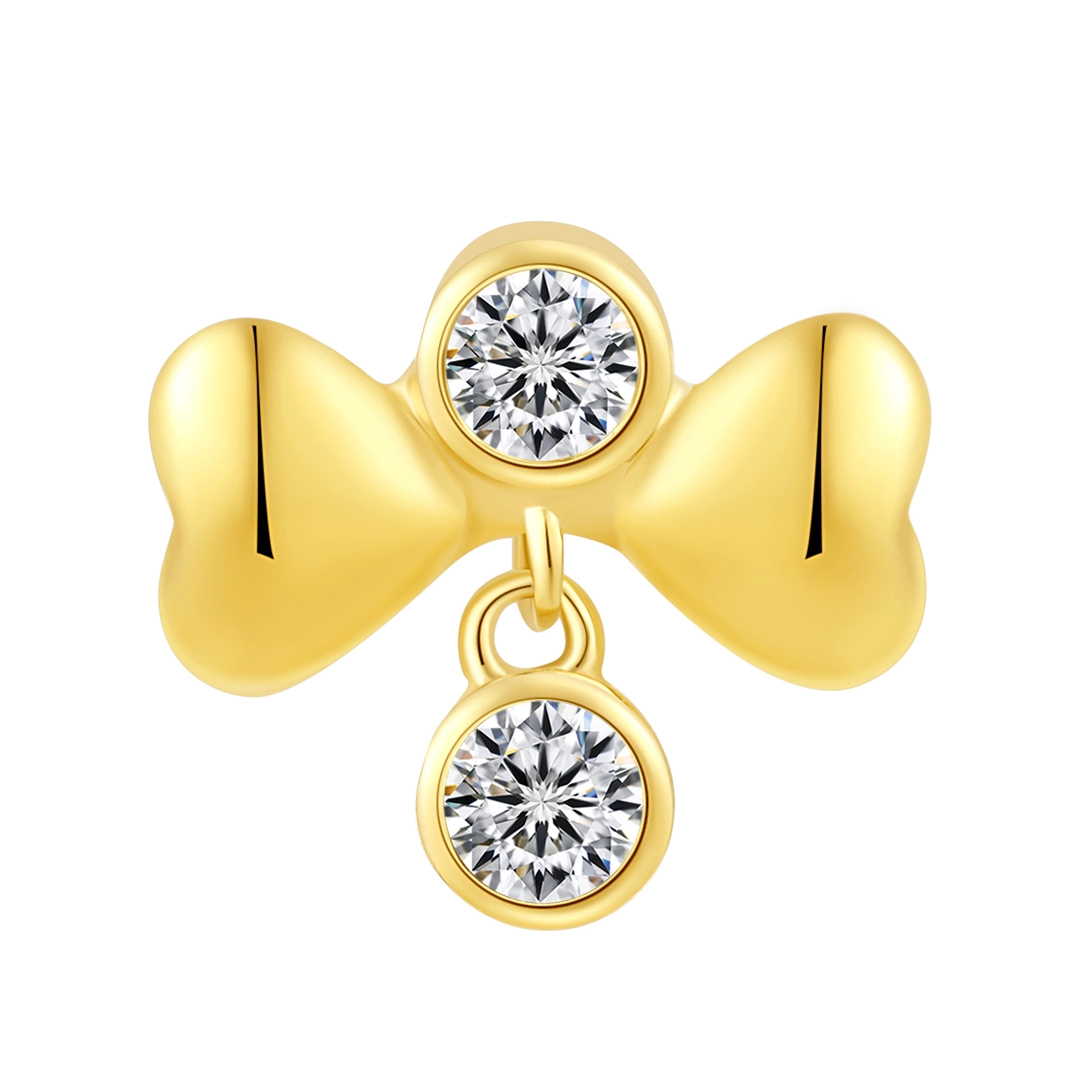 Unique Design Eternal Metal 14k Solid Gold Luxury Round Clear Cz Threadless Top Earring Labret Nose Piercing Jewelry 1