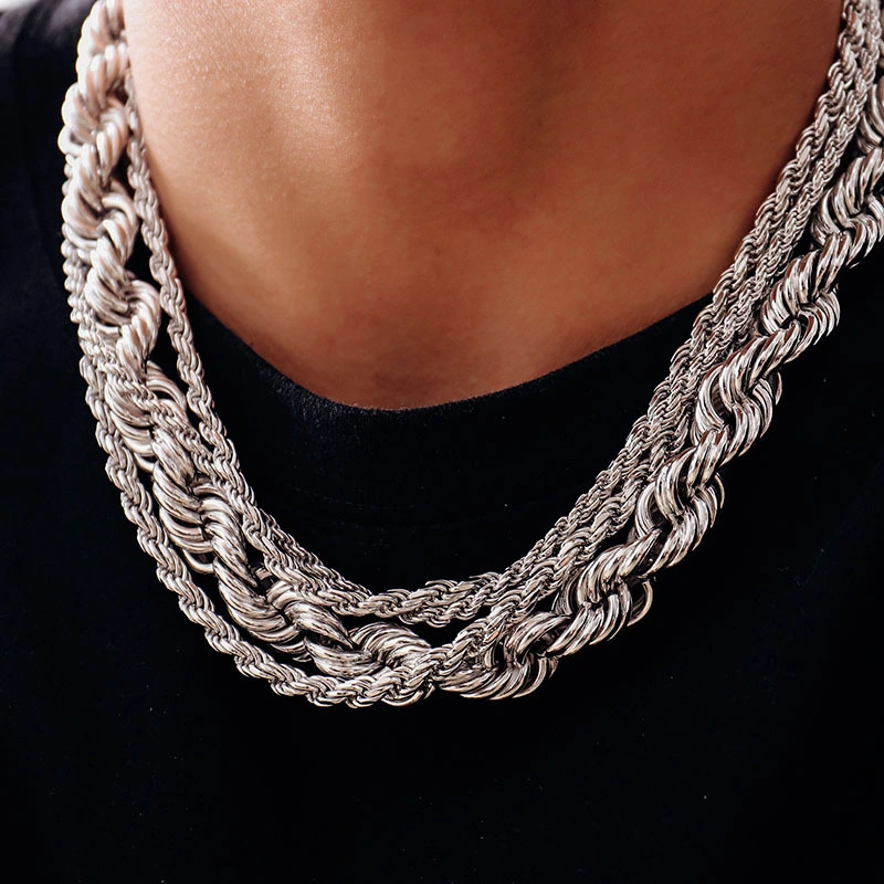 Seilkette Halskette Karabinerverschluss Seilkette 925 Sterling Silber Für Männer Frauen 3mm 4mm 5mm 12mm Hiphop Choker Halsketten 1