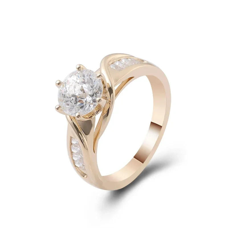 Wuzhou Provence Jewelry Co Moissanite Diamond 6 Prong 14k Gold White Moissanite Anillo de 6.75 mm 1