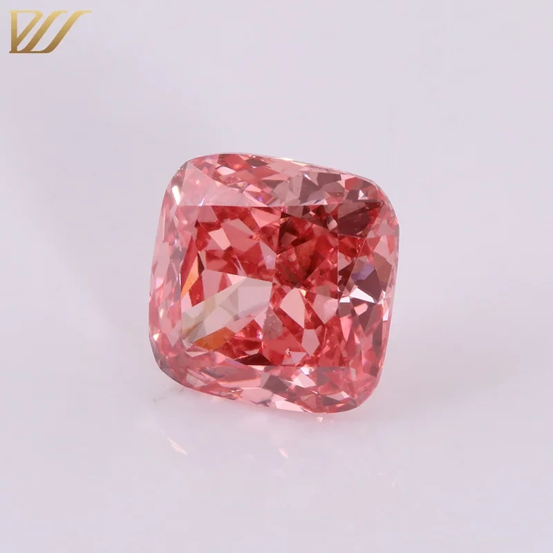 Gorgeous 2ct Weight Vivid Pink Cushion Ideal Cut Cvd Diamond For High Jewelry Making 1
