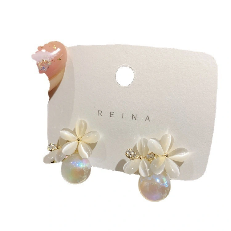 Wholesale Fashion Earrings High-end Cat's Eye Stones Zircon Flowers Women's Earrings Jewelry 1