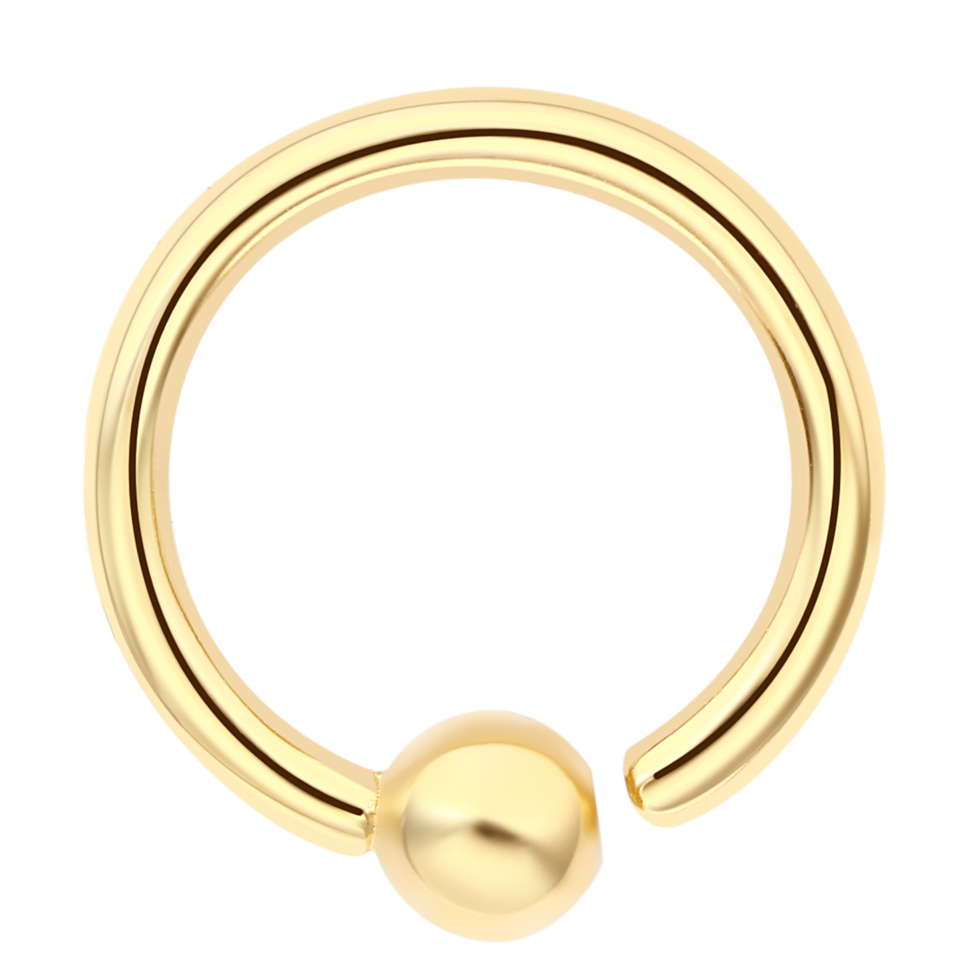 Eternal Metal 14k Solid Gold Plain Bead Hoop Nose <000000> Earring Piercing Belly<000000>labret Seamless Ring Jewelry 9