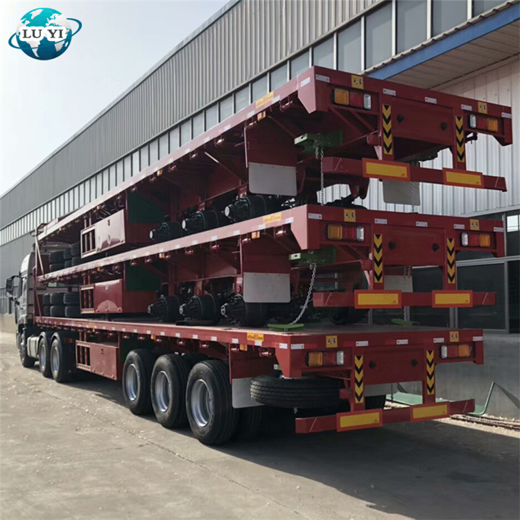 30 Ton 40ft/50ft 3-Axle Flatbed semi-trailer w/ Container Locks 4
