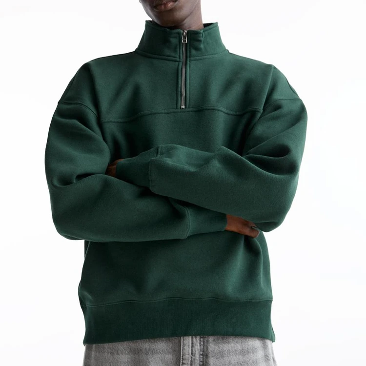 Custom Streetwear Designer Sherpa Fleece Fabric Zipper Sweatshirts With Logo Embroidery Half Zip Sweatshirt For Men 1