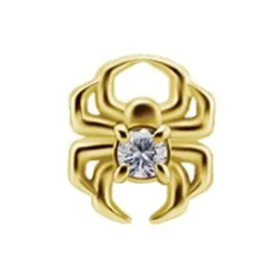 Eternal Metal 14k Solid Gold Threadless Push Pin Spider Dangle Chain Tops 1