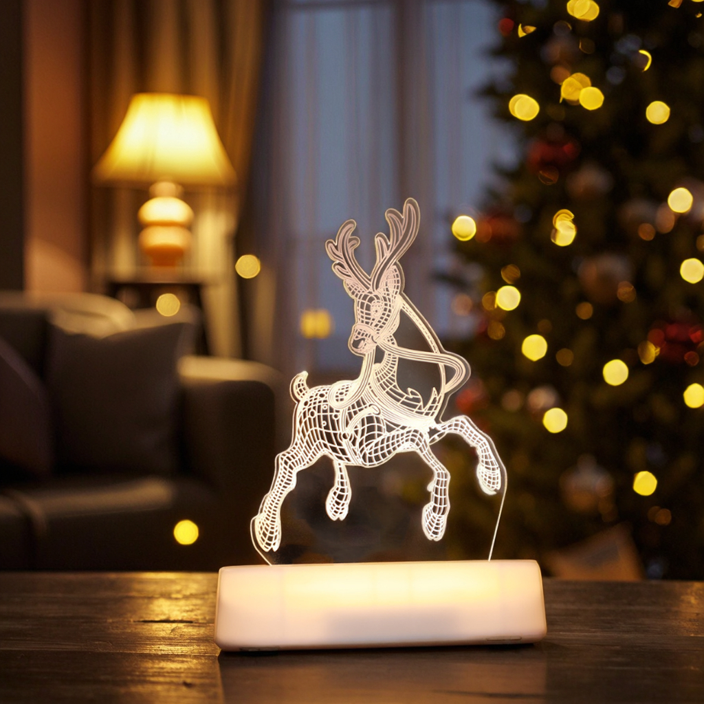 Creative acrylic Elk Decorative lamp Gl-S10 3D acrylic elk lamp, light up your Christmas Eve 1