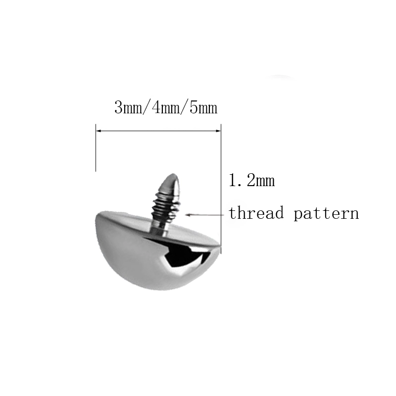 Eternal Metal Astm F136 Titanium 1.2mm Thread Half Ball Domed Labret Tragus Threaded Tops Body Piercing Jewelry 1