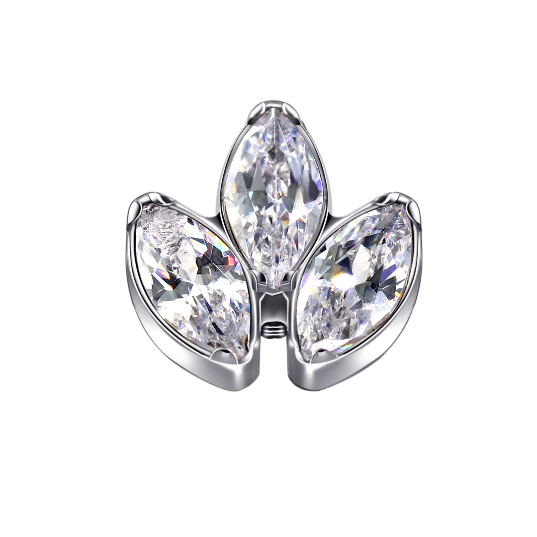 Eternal Metal Astm F136 G23 Titanium Marquise Stone Internally Threaded Top Piercing Dermal Anchor F136 Piercing 1