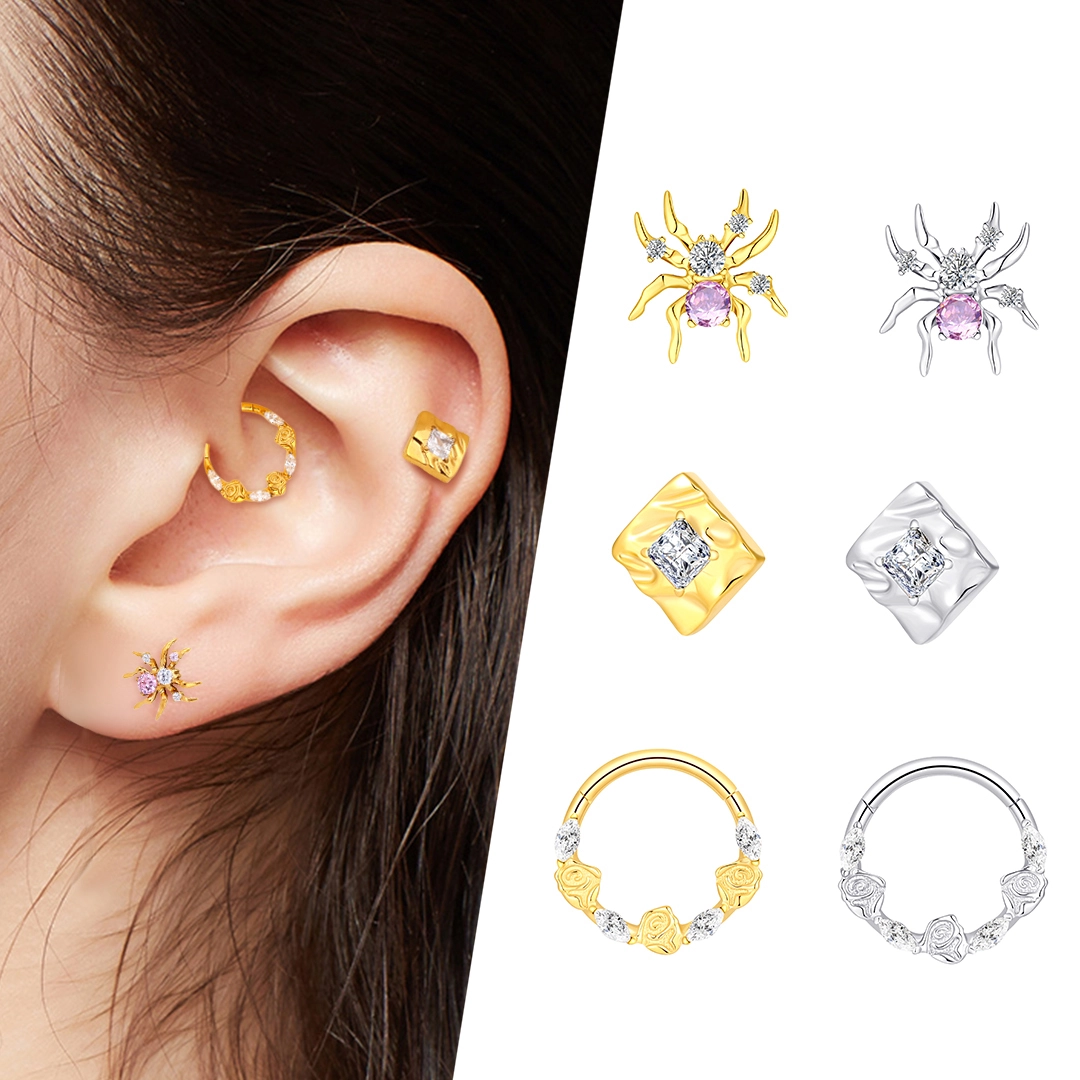 Fashionable Astm F136 Titanium Body Jewelry Cubic Zircon Star Eternal Mental Nose  Earring Piercing Ring Segment For Gift 1