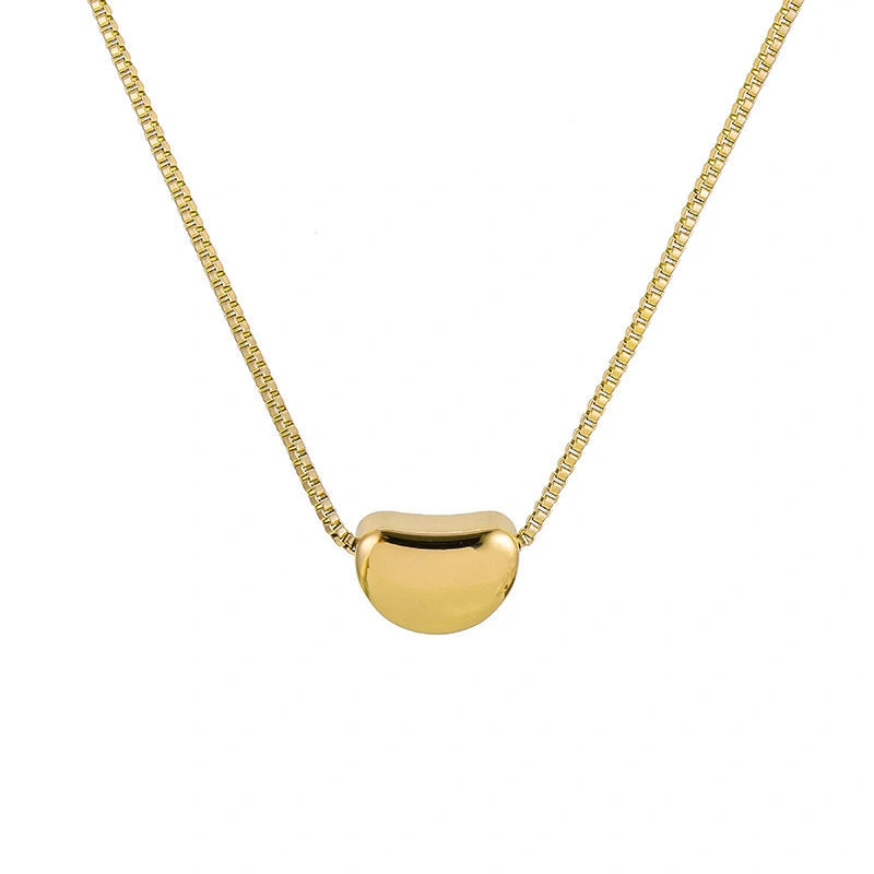 2024 Mini Water Drop Beans Gold Titanium Steel Necklace With Retro Round Bead Collarbone Chain For Women Jewelry 1