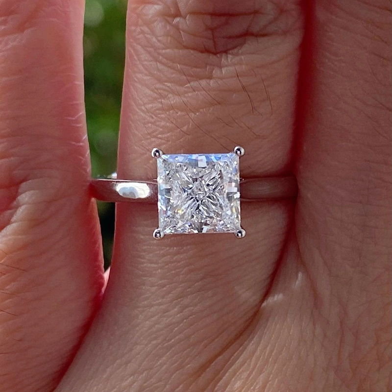 Lovely Princess Cut Lab Diamond Ring In 14k Solid Gold 1ct 1.5ct 2ct Diamond Igi Certified D-vvs1 1