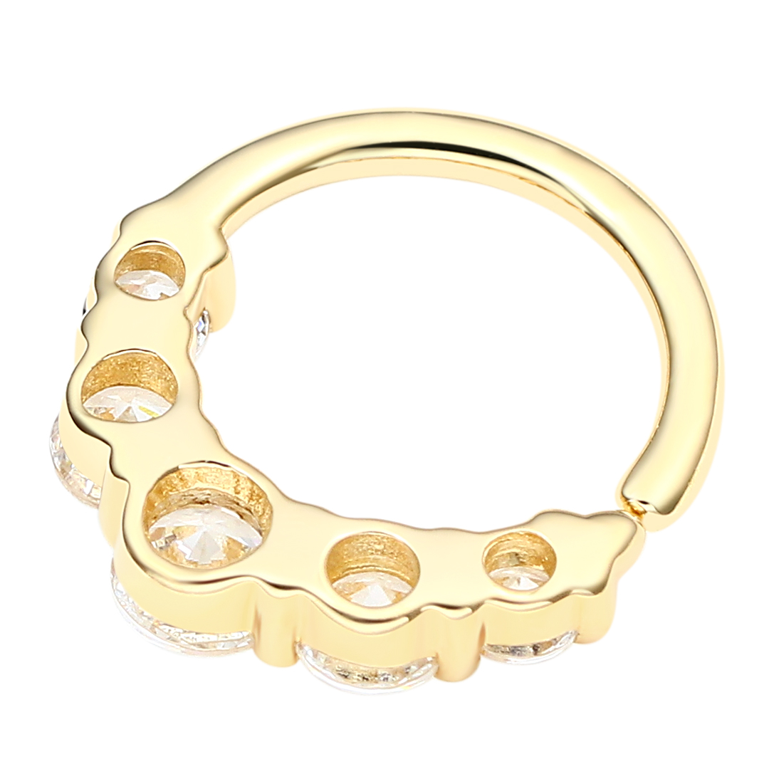 Eternal Metal 14k Solid Gold Frontside 5a Cz Cluster Ear <000000> Nose Hoop Ring Navel <000000>lip Piercing Seamless Ring Jewelry 6