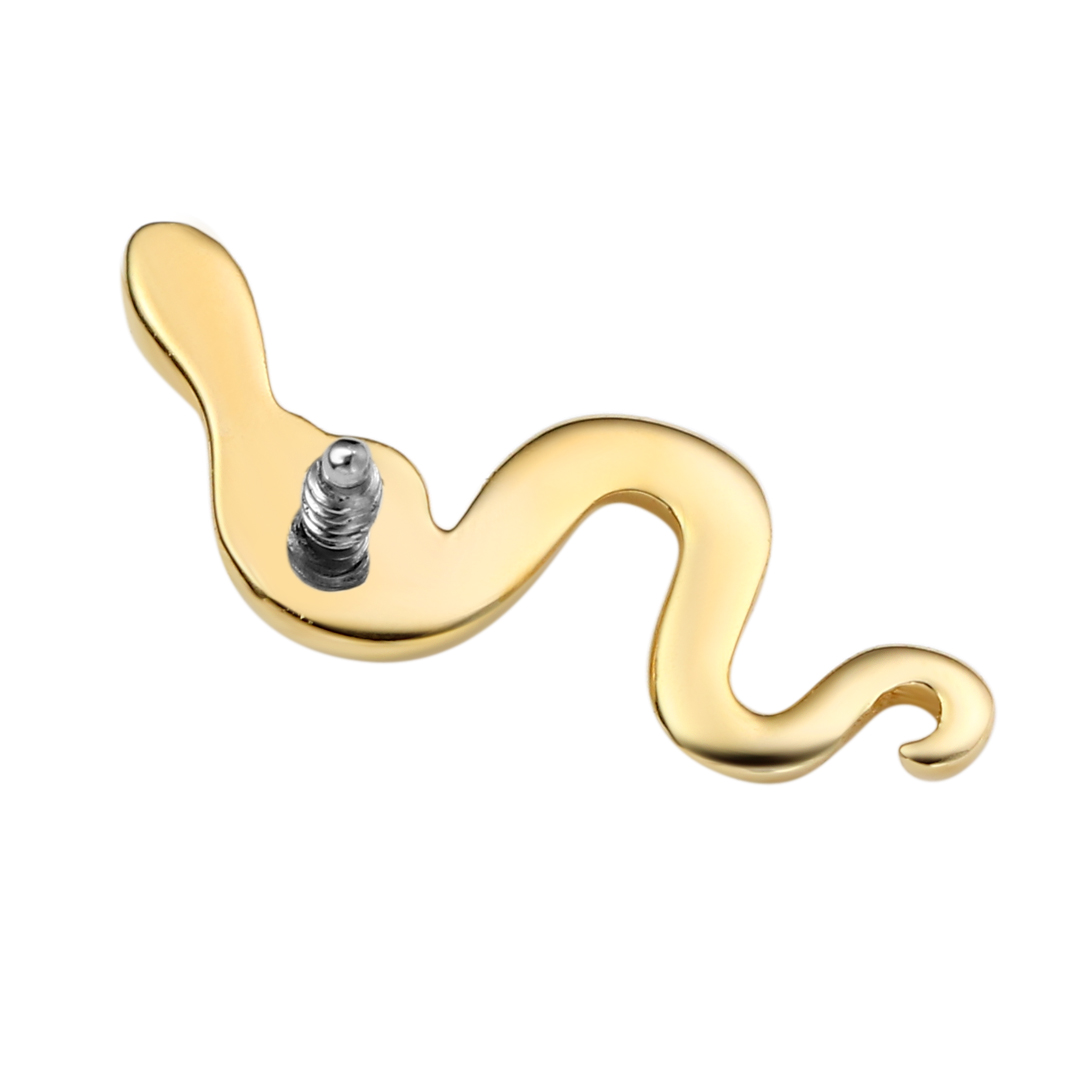Eternal Metal 14k Solid Gold Crawling Snake Ear<000000>nose Piercing Labret<000000>conch Body Piercing Jewelry Internally Threaded Ends Tops 5