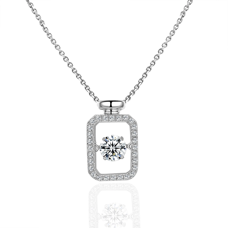 925 Sterling Silver Necklace Color White 0.5ct Dancing Moissanite Diamond Necklace for Birthday Women Gifts 1