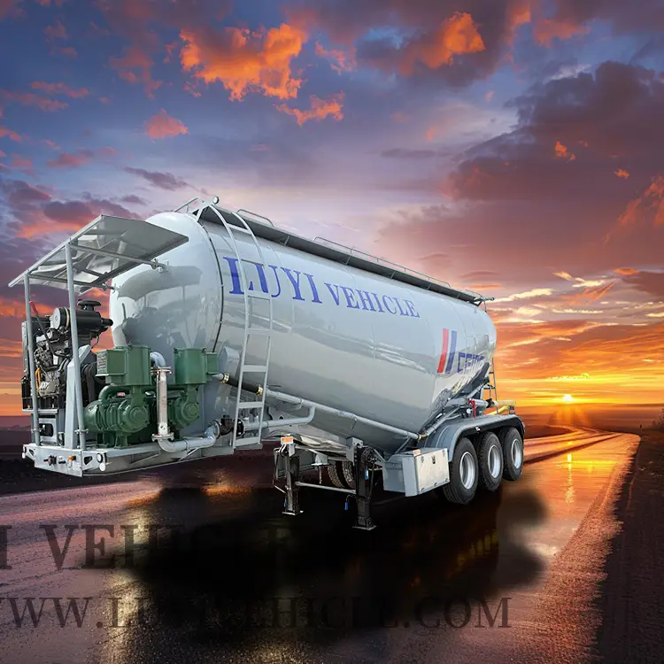 Transporte de cenizas volantes de cemento 40/42 CBM Powder Tank Railer 1