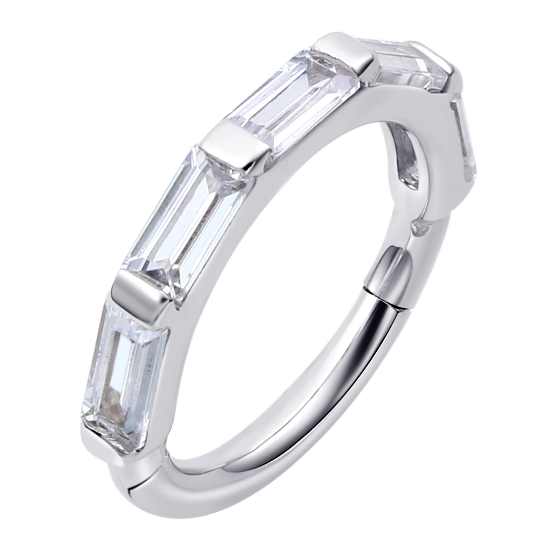 Eternal Metal 14k Solid White Gold Nose Conch Piercing Hinged Segment Hoop Clicker Paved Cz Zircon Wedding Gifts For Parties 1