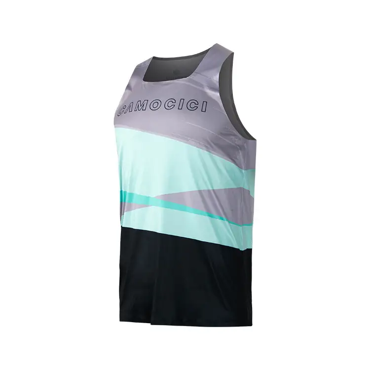 Custom Logo Lightweight Wholesale Men Tank Top Heat Seal Singlet Gym Active Running Shirt Dry Fit Fitness Marathon Tank Tops 1