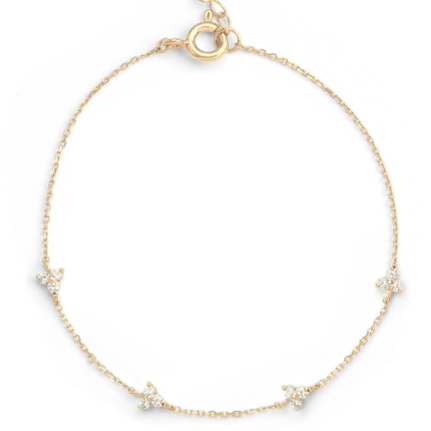 Bracelet Mini Lotus en Or 14 carats avec Breloques de Créateur pour Bracelet à Faire Soi-Même en Or Jaune avec Petit Diamant Moissanite Vvs1 Bracelet Femme Cadeau 1