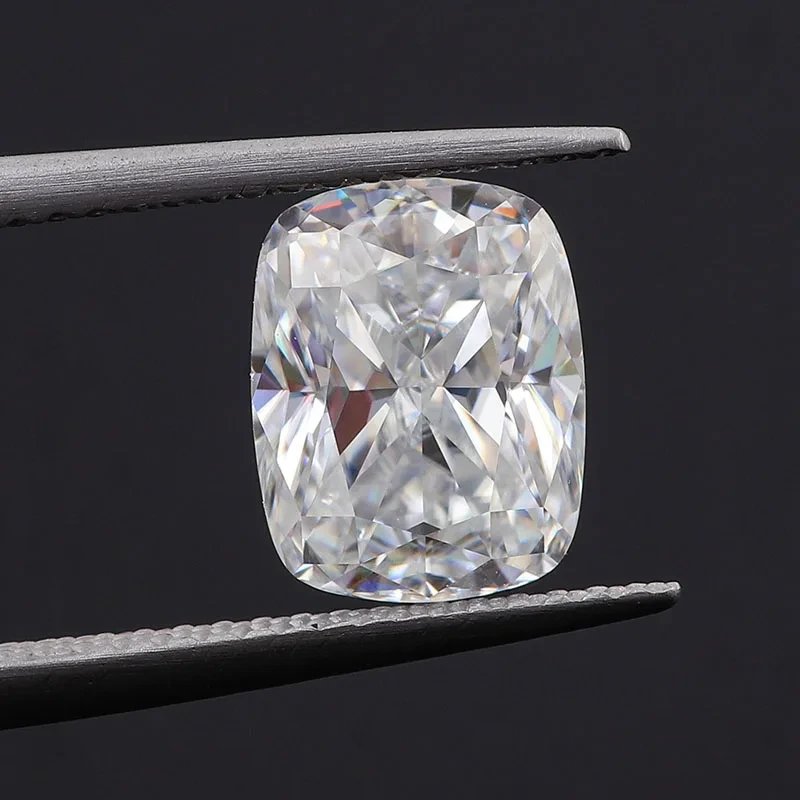 Provence Gem Gh Color 3carat Elongated Hybrid Ice Crushed Cut Cushion Moissanite On Sterling Silver Rings 1
