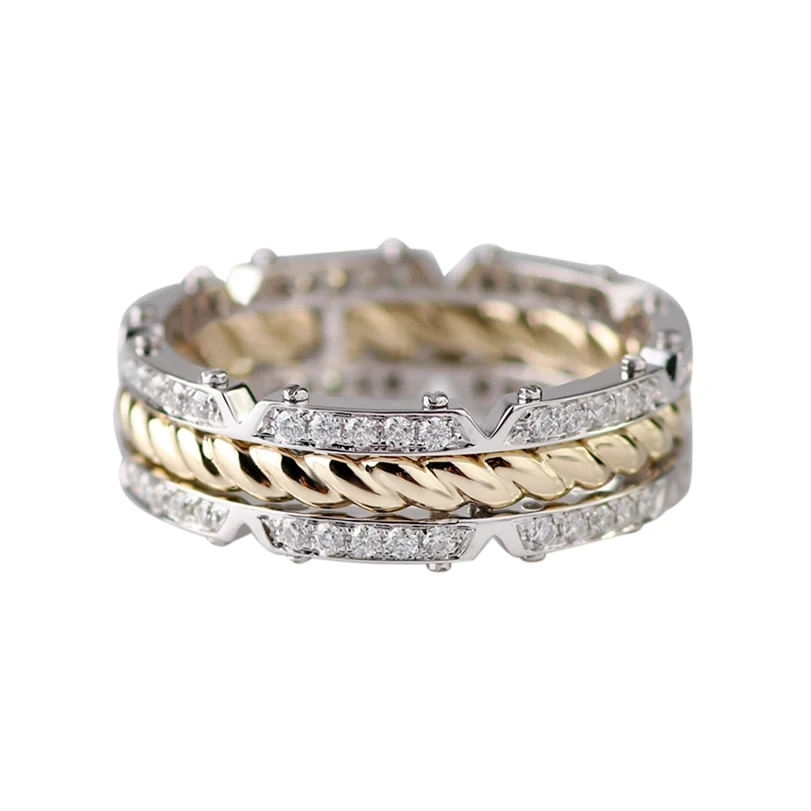 Provence 14k Men Style White & Gold Gold Moissanite Diamond Wedding Band Band 1