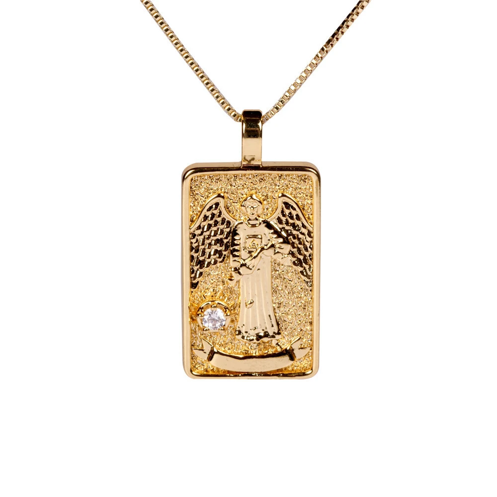High Quality And Fashionable Solomon Tarot Pendant Necklace With Zircon Square Necklace 1