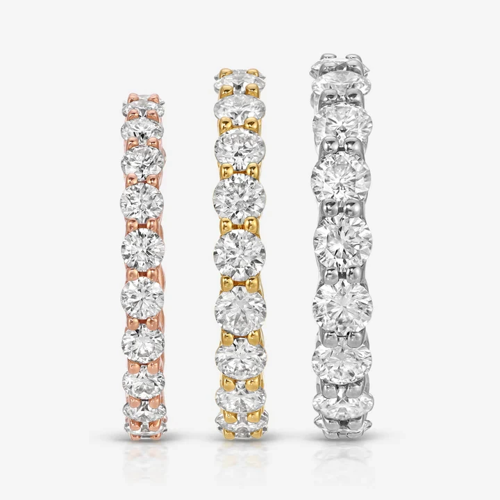 2.5mm 3mm 3.5mm Round Cut Lab Diamond Wedding Band 14k Gold Def-vs Diamond Full Eternity Band 1