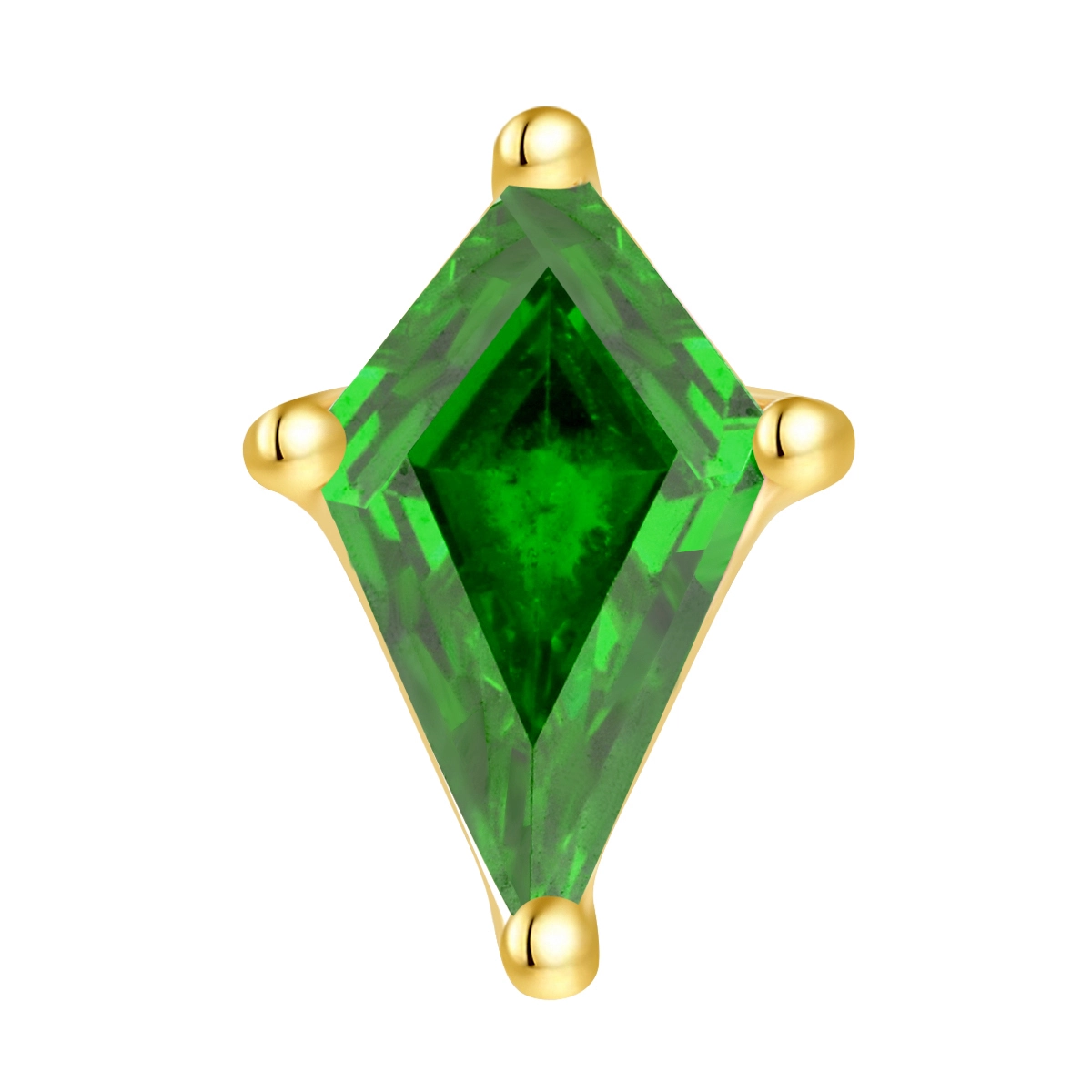 Eternal Metal Romantic Green Zircon Inlay 14k Solid Gold Kite Threadless Ear Nose Jewelry For Weddings And Parties Gift Idea 1