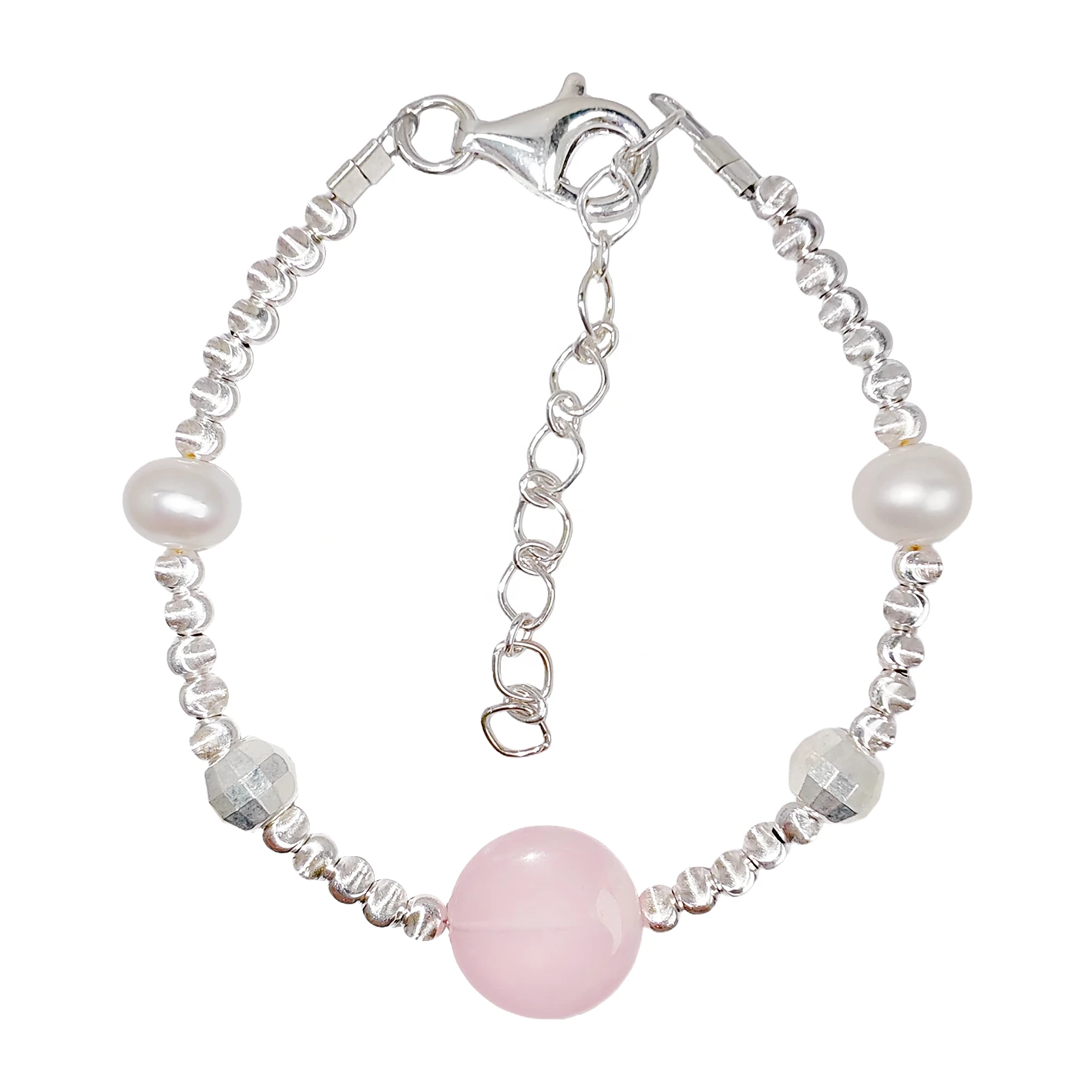 High Quality Natural Rose Quartz Natural Freshwater Pearl C925 Silver Pink White Classic Color Bracelet The Best Gift 1